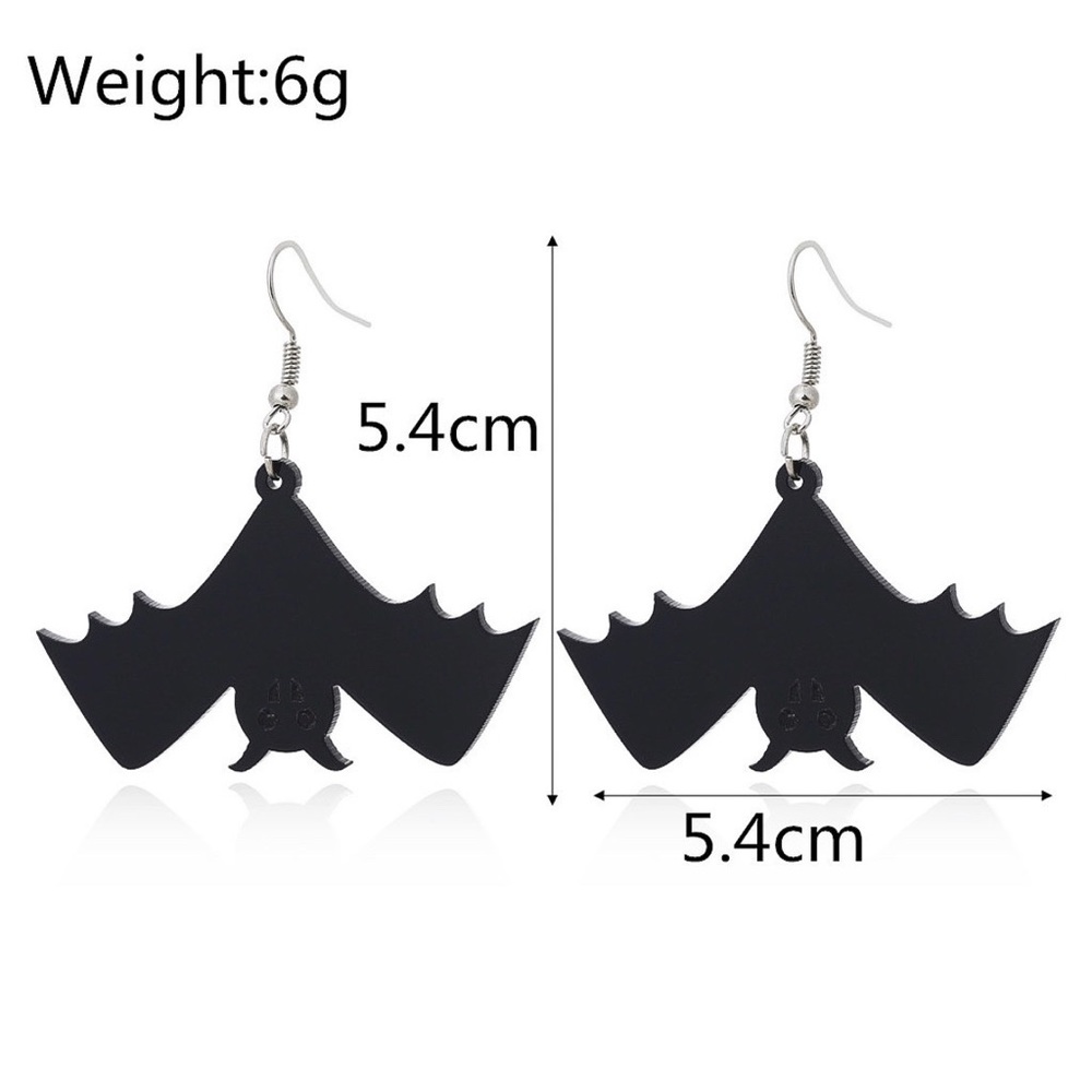 Any 2/&$20! Black Shiny Acrylic Hanging Bat Drop Earrings - Picture 7 of 9
